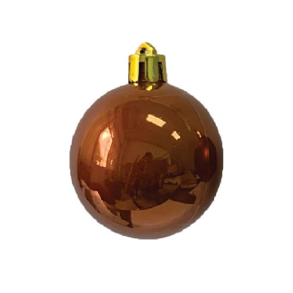 Bola de Natal Lisa Dourada 8 Peças 6cm Enfeite para Arvore
