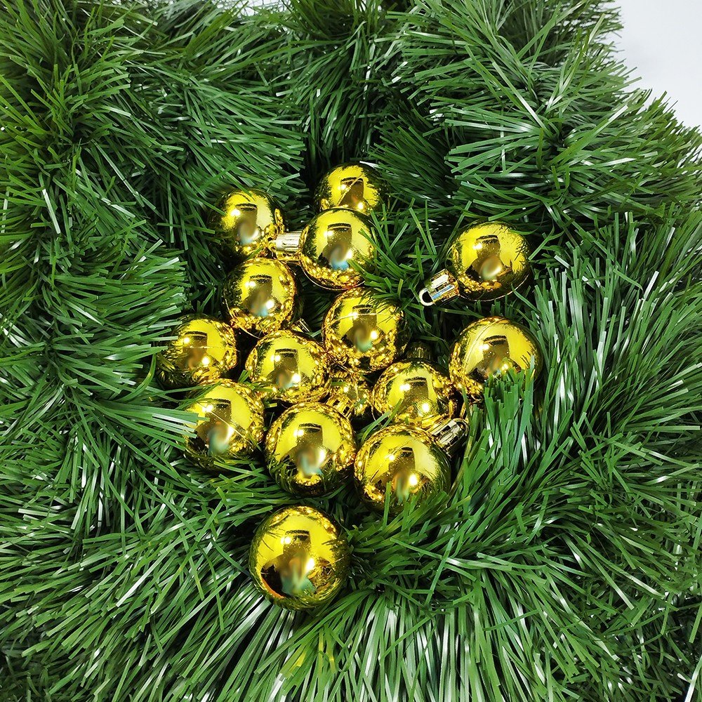 Bola de Natal Dourada 3cm Brilhante com 15 Unidades Global - Welban
