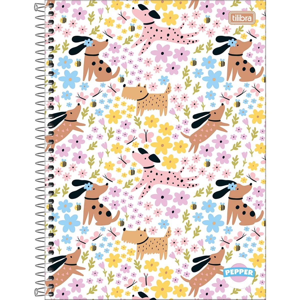 Caderneta Espiral 1/8 Capa Dura 80 Folhas Colorido Cachorros Pepper Tilibra