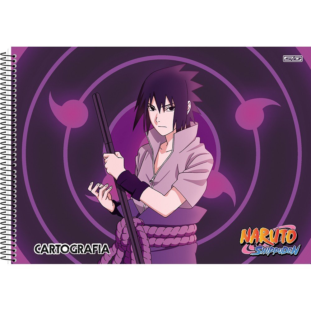 Caderno de Desenho Espiral Capa Dura 60 Fls Roxo Sasuke Naruto São Domingos  - Welban