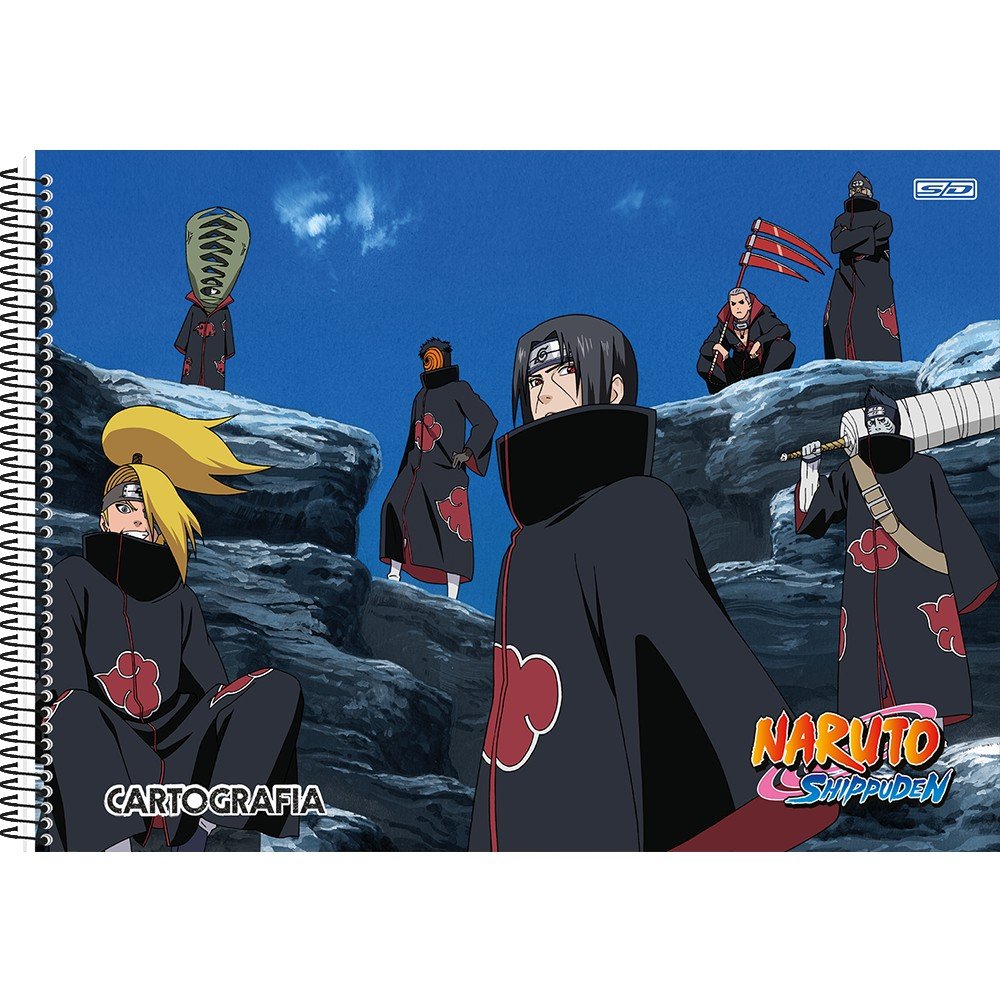 Caderno de Desenho CD 60fl Azul Akatsuki Naruto São Domingos - Welban
