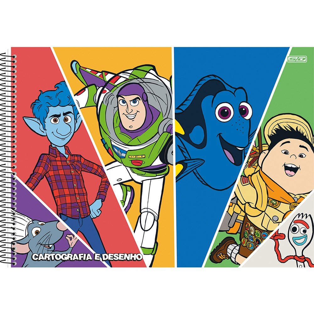 Caderno de Desenho CD 60fls Xadrez Pixar São Domingos - Welban