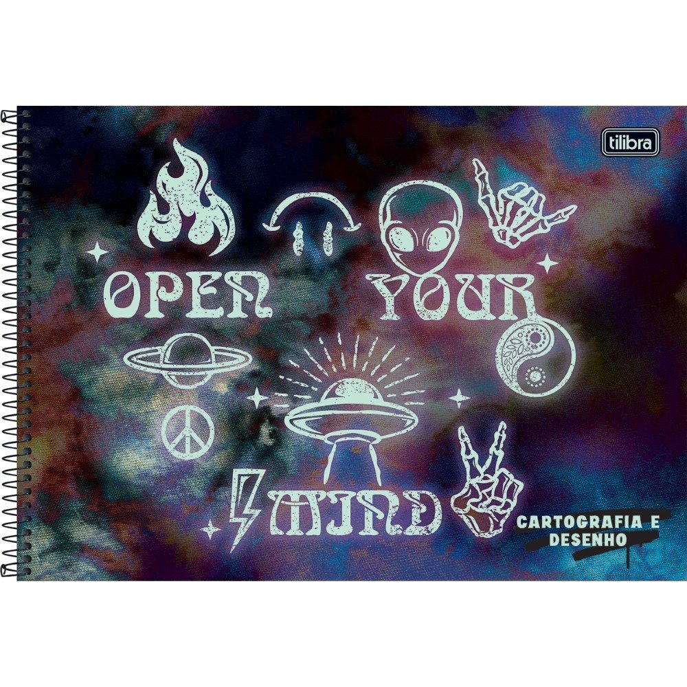 Caderno de Desenho CD 80fls Azul Alien Hype Tilibra - Welban
