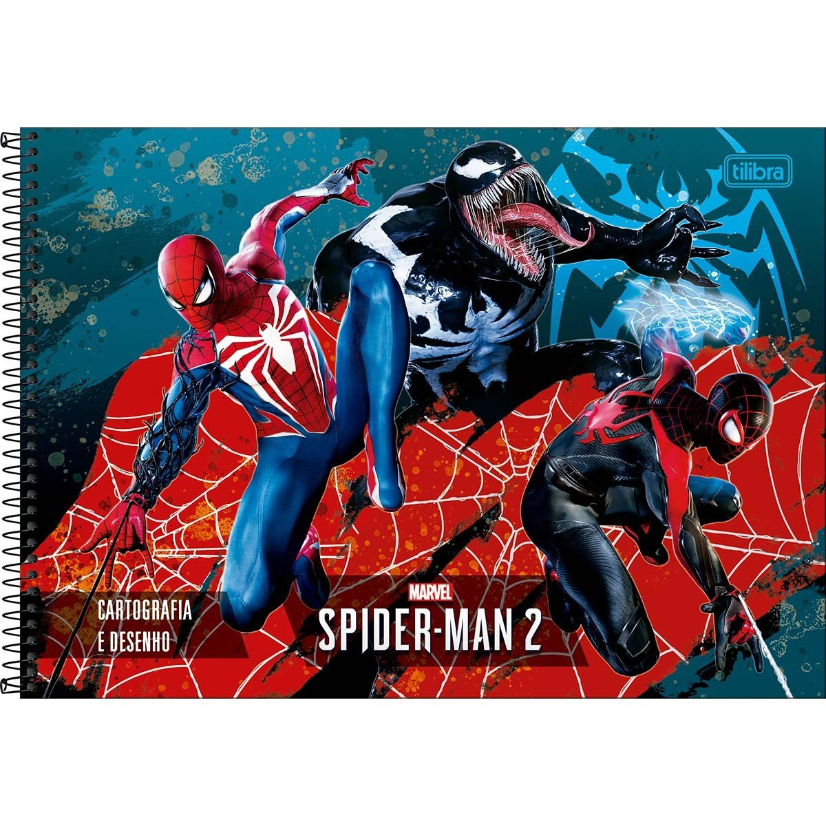 Caderno de Desenho Espiral Capa Dura 80 Folhas Colorido Aranhas e Venom Spider Man Game Tilibra Caderno de Desenho Espiral Capa Dura 80 Folhas Colorido Aranhas e Venom Spider Man Game Tilibra