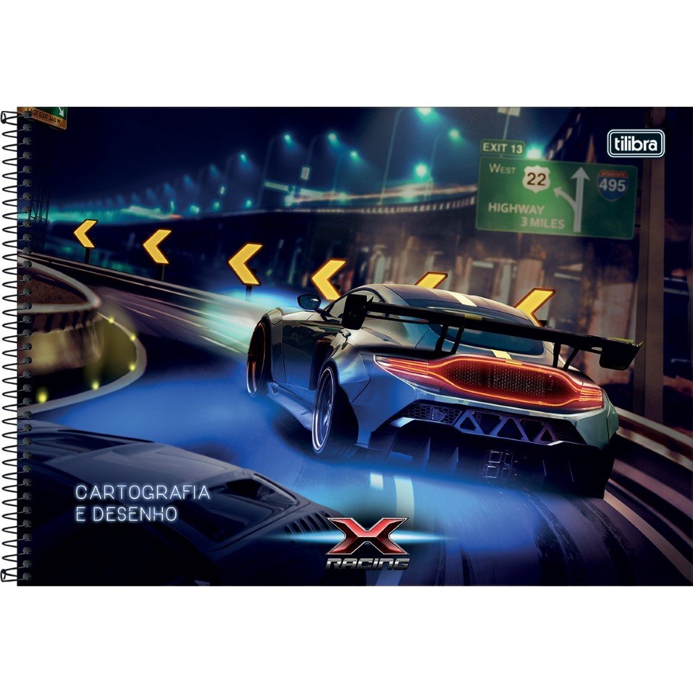 Caderno de Cartografia e Desenho Espiral Capa Dura X-Racing 80