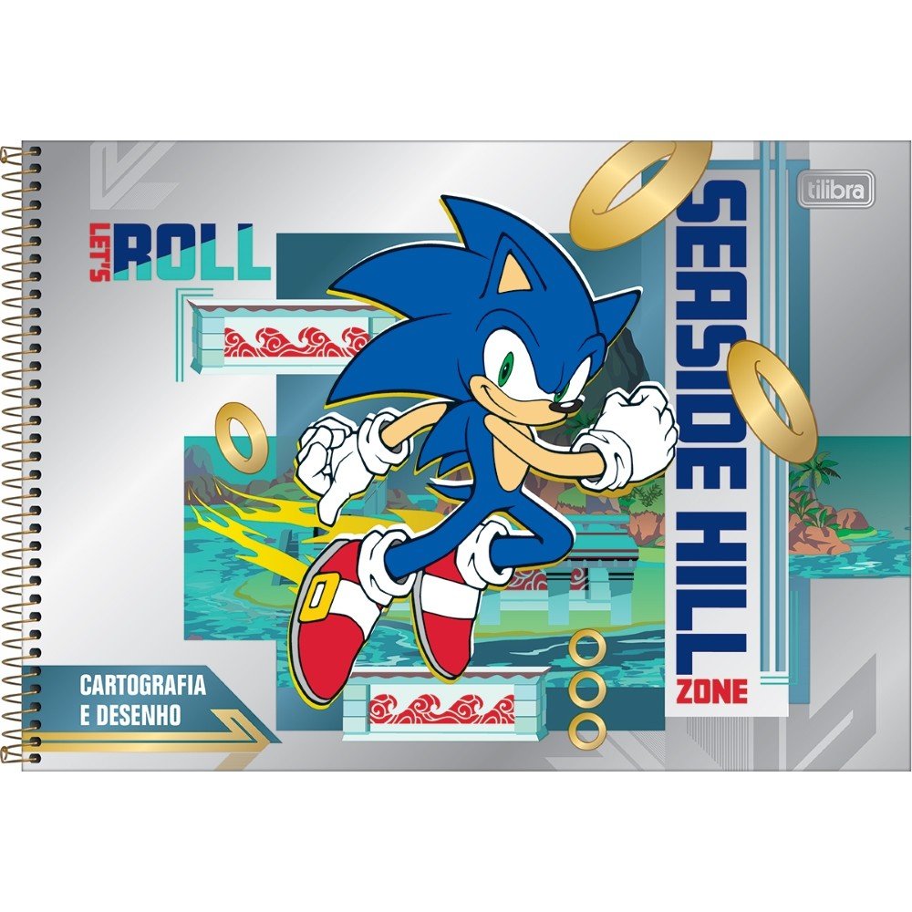 Maleta de Atividades de Colorir Sonic Com 8 Folhas Tilibra