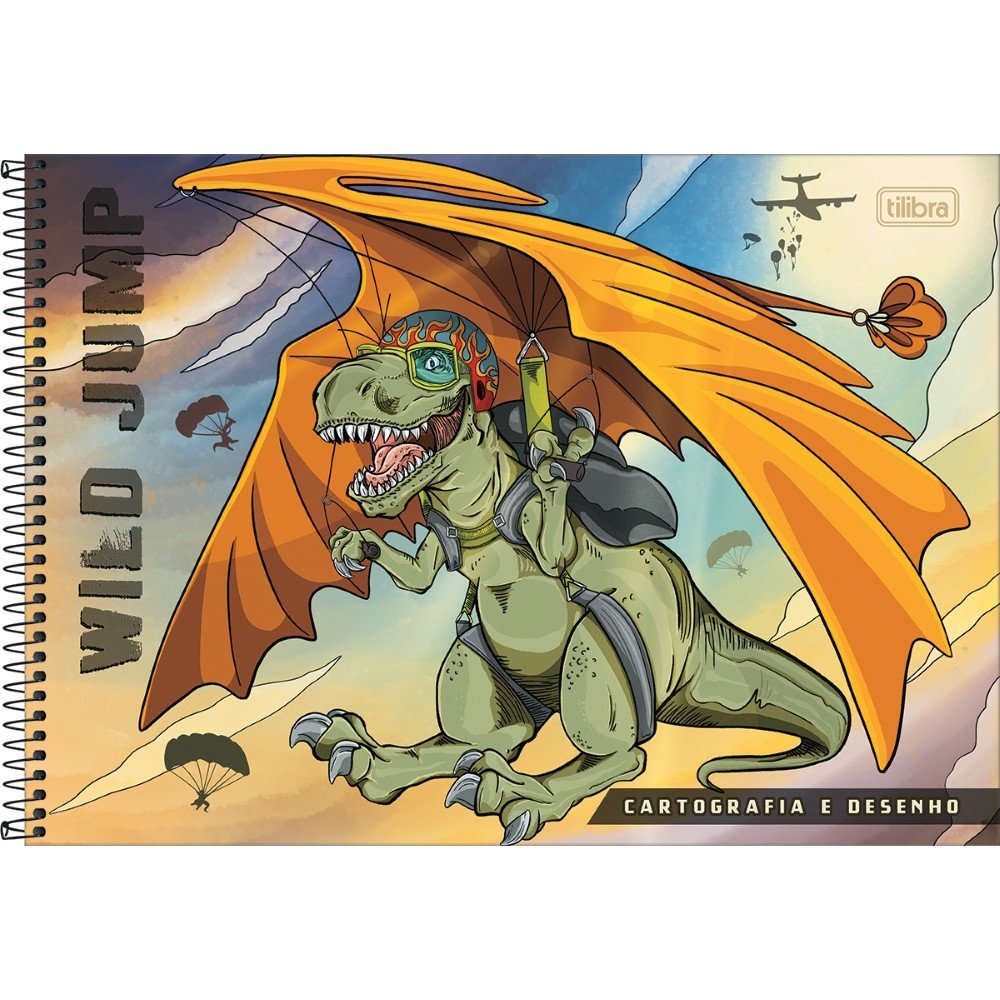 Caderno de Desenho Dinossauro 275 x 200mm 80 Folhas JANDAIA - Valpel Super  Papelaria