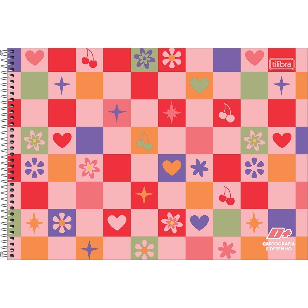 Caderno de Desenho CD 96fls Rosa Xadrez D+ Tilibra - Welban