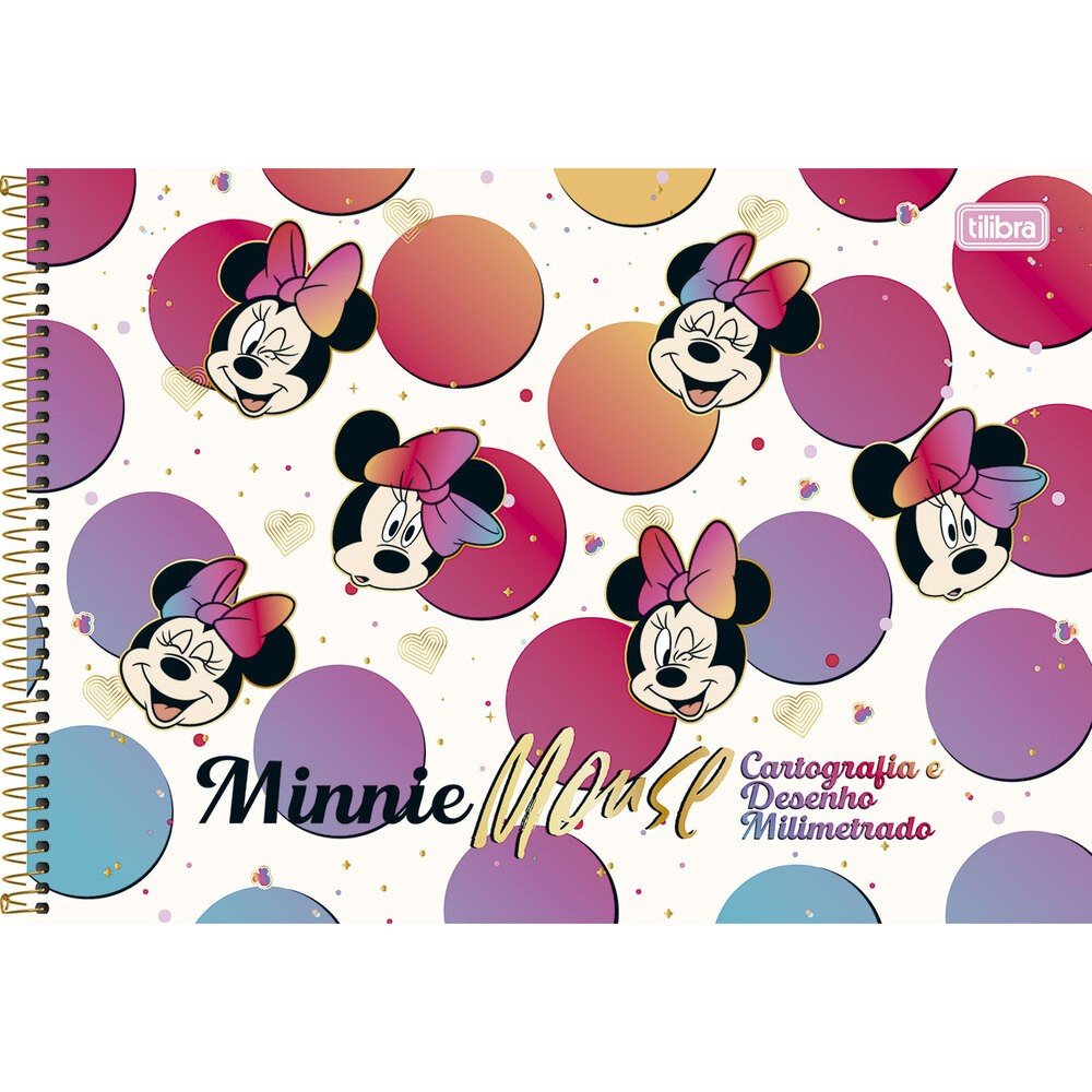 Caderno de Desenho Espiral Capa Dura C/ Margem 80 Fls Branco Minnie Mouse  Tilibra - Welban