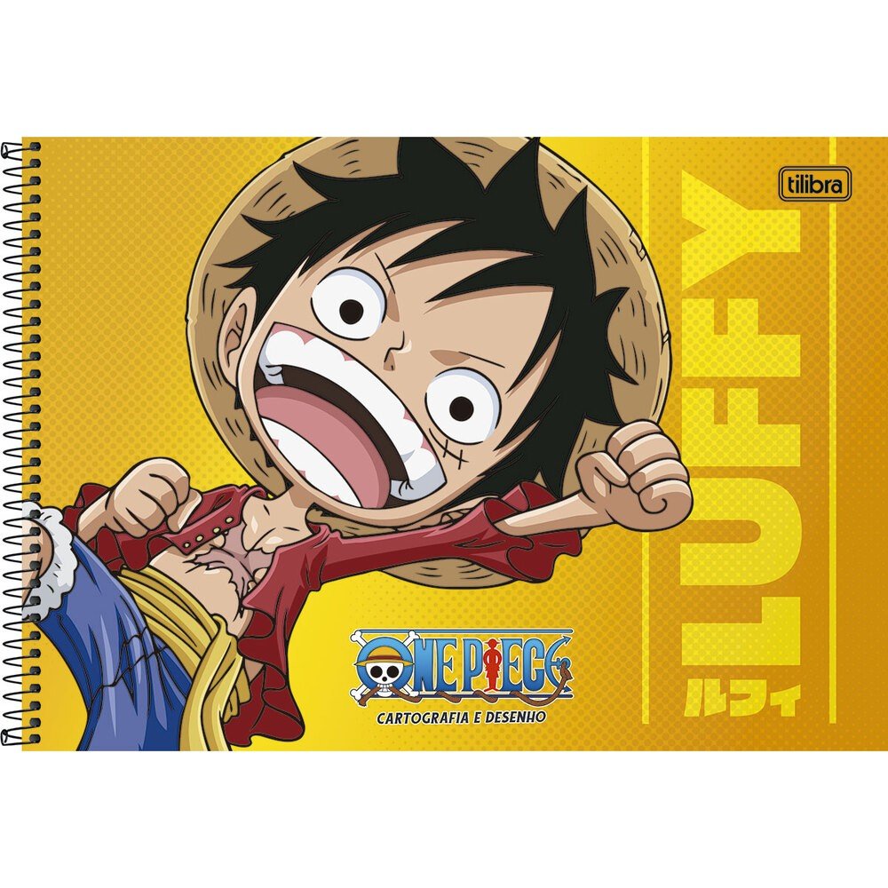 Caderno de Desenho Espiral S/Margem Capa Dura 60fls Amarelo Luffy One Piece  Tilibra - Welban