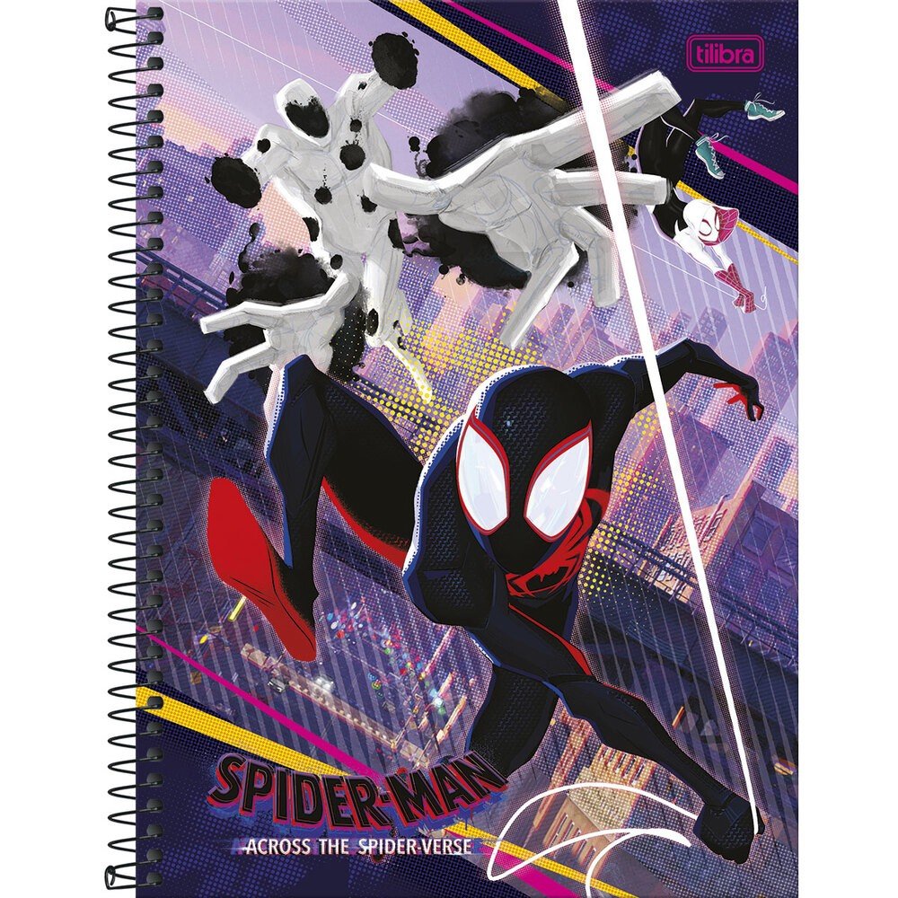 Caderno Espiral Universitário Capa Dura 160 Fls Branco Mancha Spider-man/ Homem-Aranha Tilibra - Welban