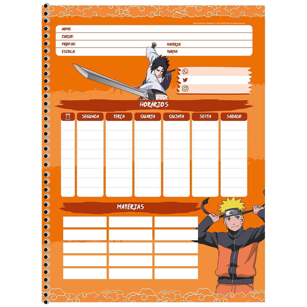 Caderno Espiral Univ CD 80fls Kurama Naruto São Domingos - Welban