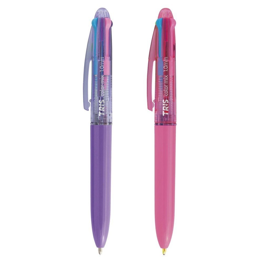Caneta Esferográfica 1.0mm 4 Cores Rosa Color Mix Tris
