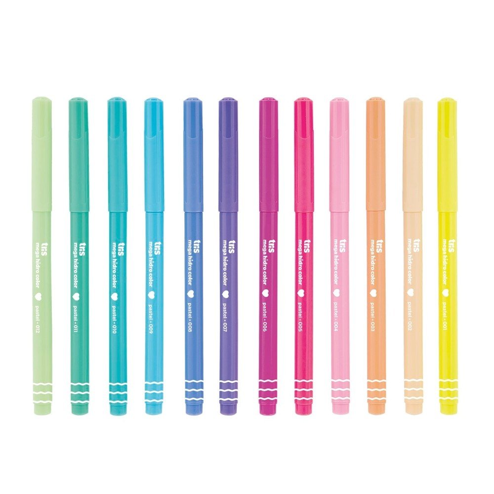 Caneta Hidrocor 12 Cores Tons Pastel Mega Hidro Color Tris