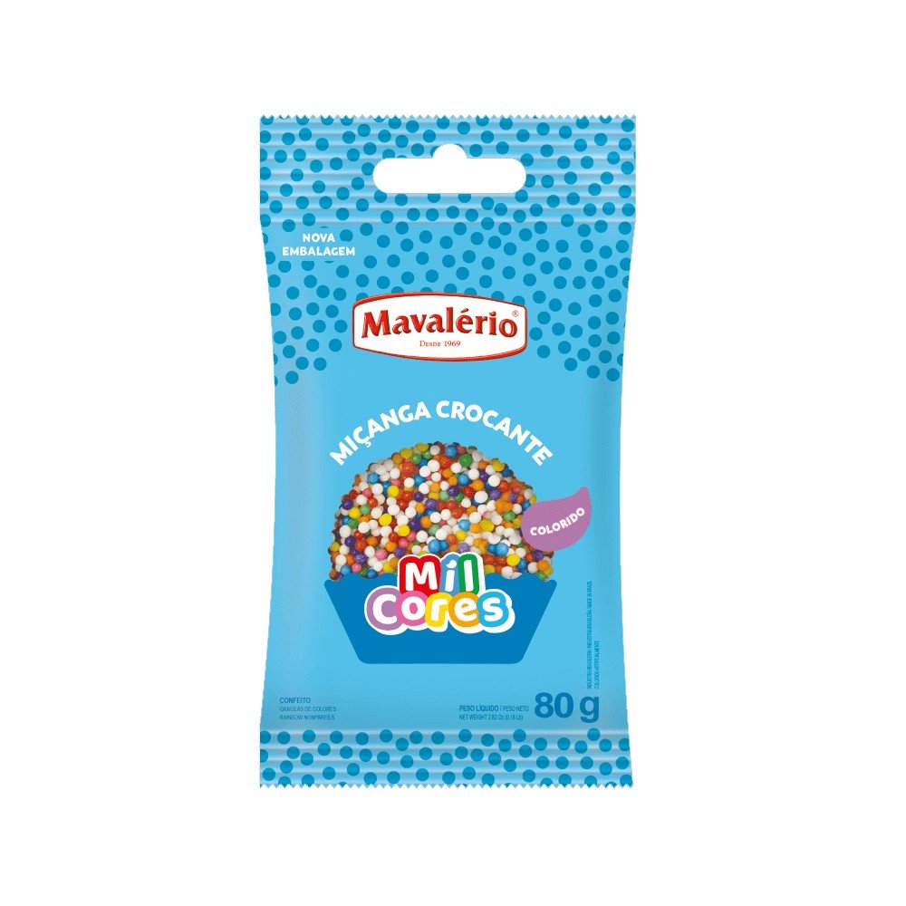 Confeito Miçanga Colorida 80g Mil Cores Mavalério