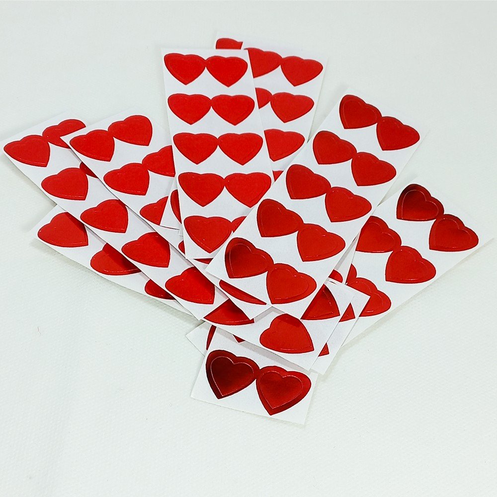 Etiqueta Coração Metalizado Vermelho Prata Dourado 100 Un Artflex