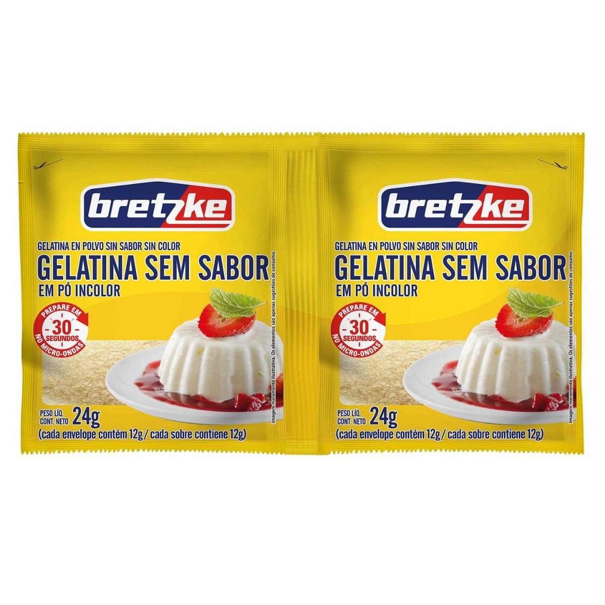 Gelatina em Pó Sem Sabor Incolor 24g Bretzke
