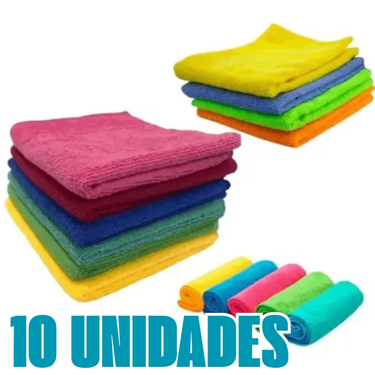 Kit Pano de Microfibra Cores Sortidas C/ 10 Unidades Chessed
