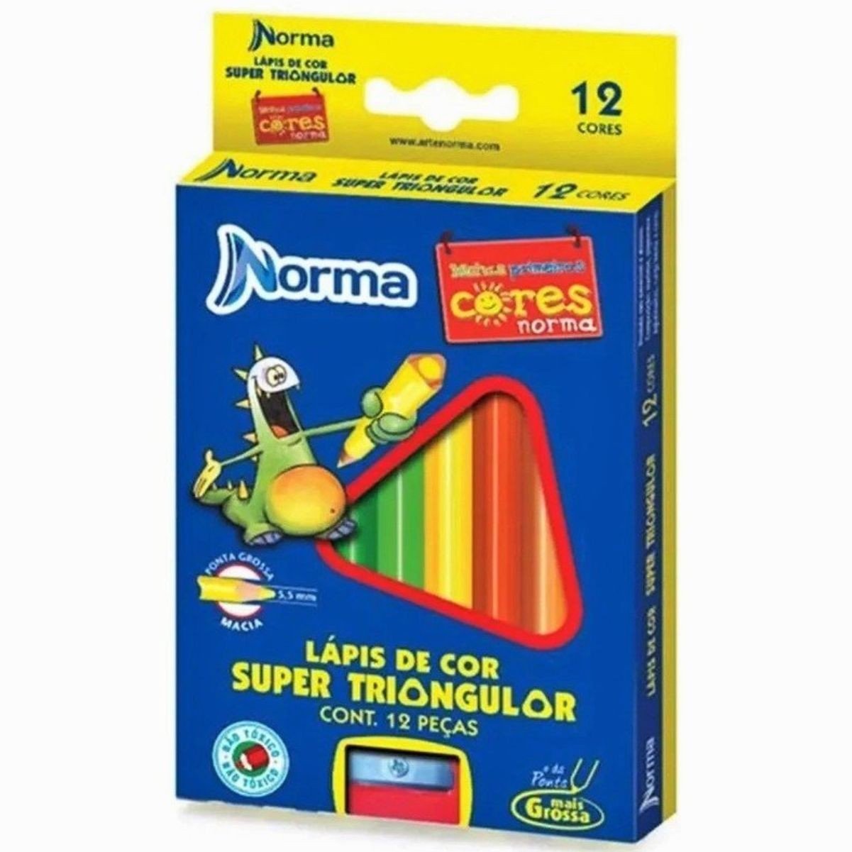 Lápis De Cor 12 Cores Jumbo/Big + Apontador Norma