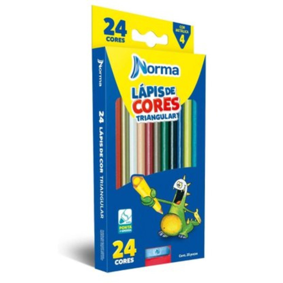 Lápis De Cor 24 Cores + Apontador Norma