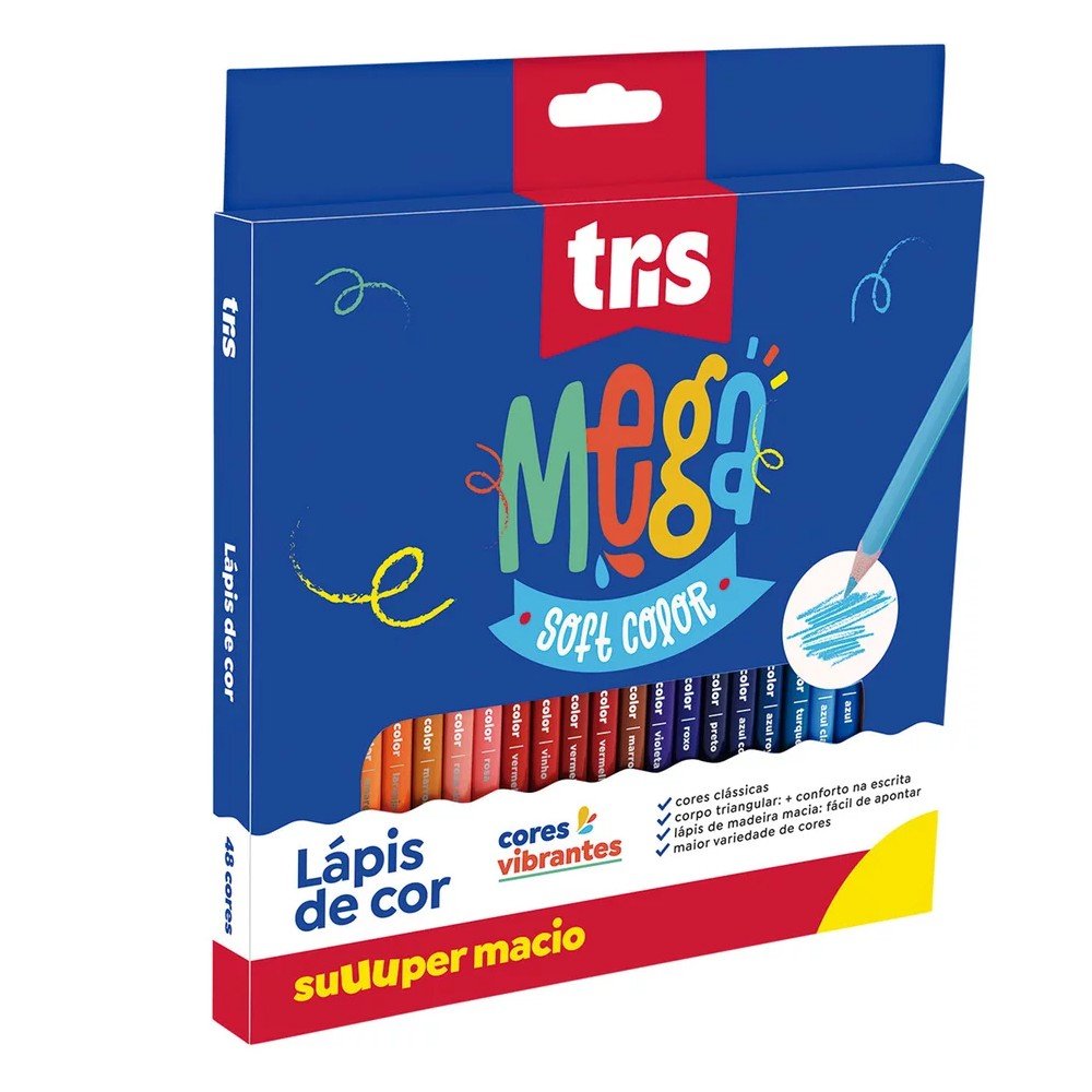 Lápis de Cor 24 Cores Mega Soft Color Tris