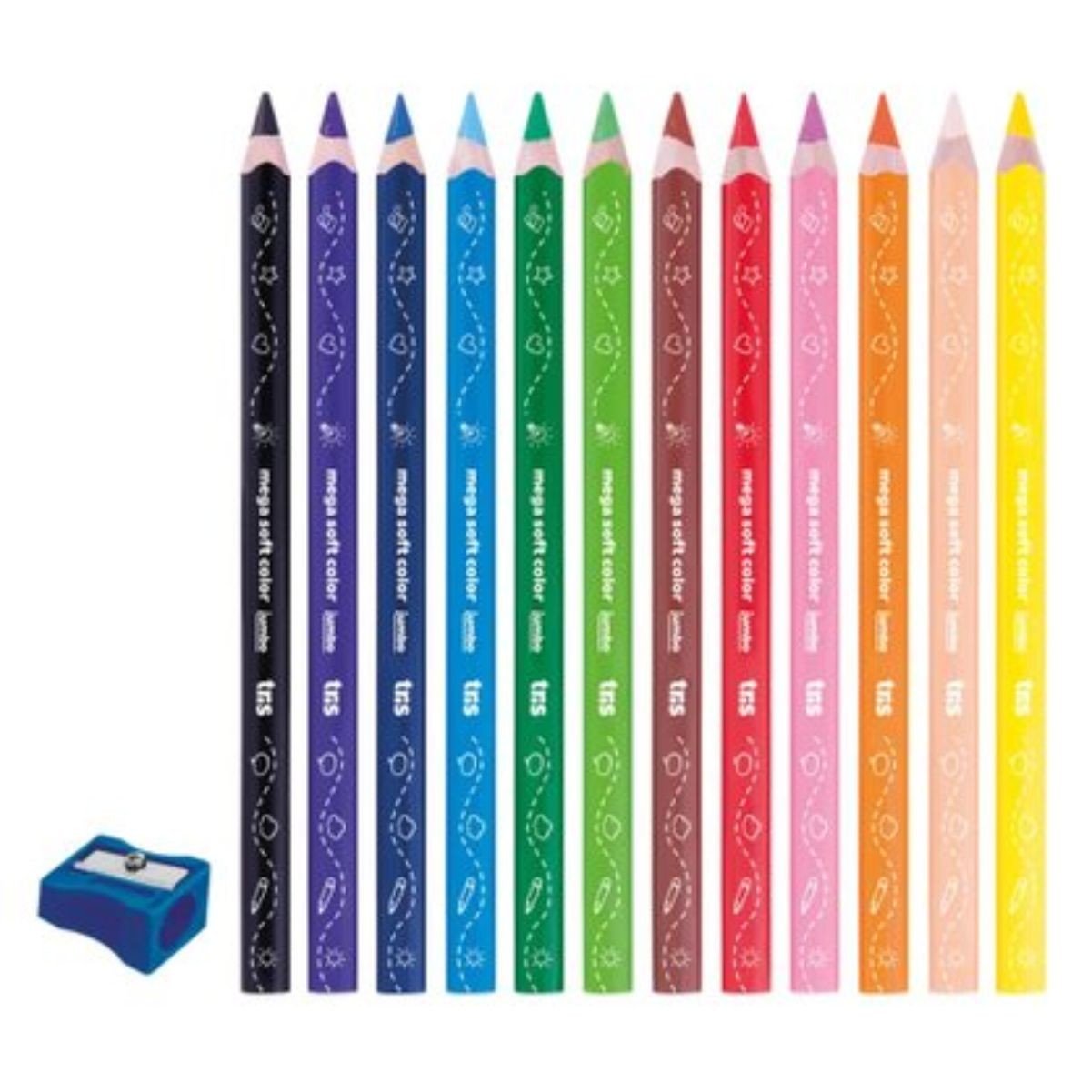 Lápis De Cor Jumbo 12 Cores + Apontador Soft Color Tris