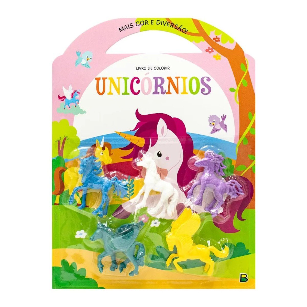 Livro Colorir Unicórnios C/ 5 Mini Unicórnios Brasileitura