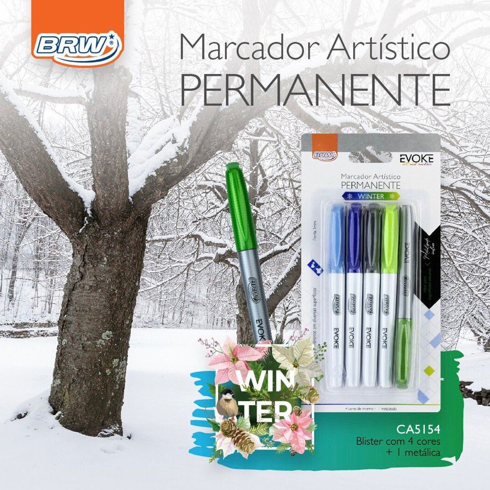 Marcador Artístico Permanente Ponta Fina 1mm Unidade Sortido Winter BRW