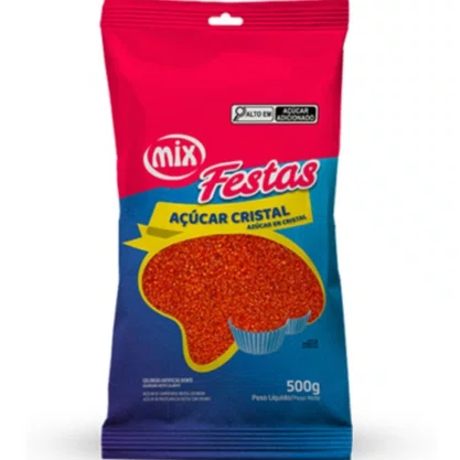 Açúcar Colorido Vermelho 500g Mix