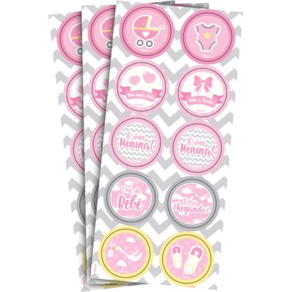 Adesivo Chá De Bebê Menina C/ 32 Un Regina