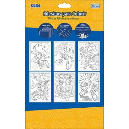 Adesivos P/ Colorir Sonic 6 Fls Tilibra