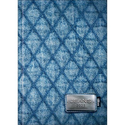 Agenda 2025 Comercial Brochura 1/4 Azul Costura Jeans Tilibra