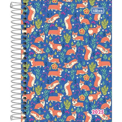 Agenda 2025 Espiral Diária Azul Cachorrinhos Pepper Tilibra