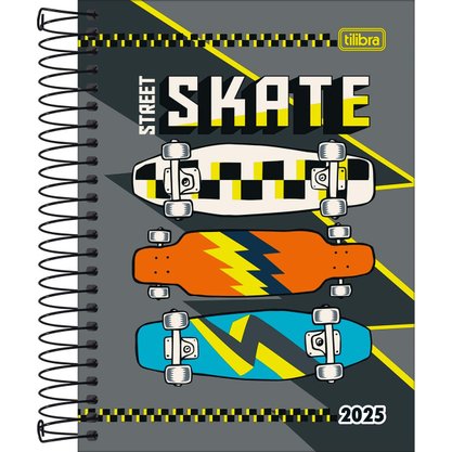 Agenda 2025 Espiral Diária Colorido Skate Pepper Tilibra