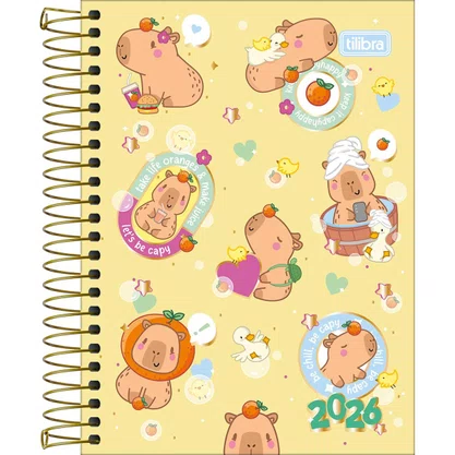 Agenda 2026 Espiral Amarelo CapyClub Tilibra