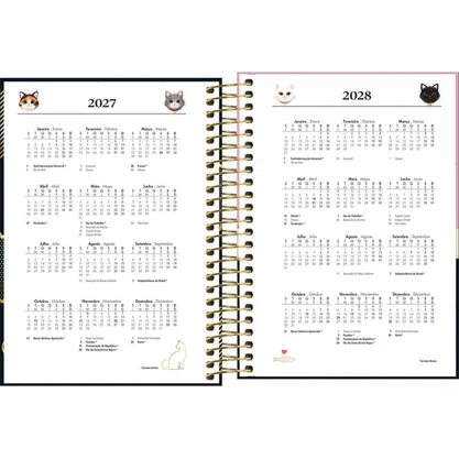 Agenda 2027 Purrfect Cats 160Fls Bege Espiral 110x154mm Tilibra