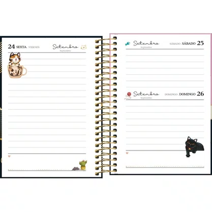 Agenda 2027 Purrfect Cats 160Fls Bege Espiral 110x154mm Tilibra