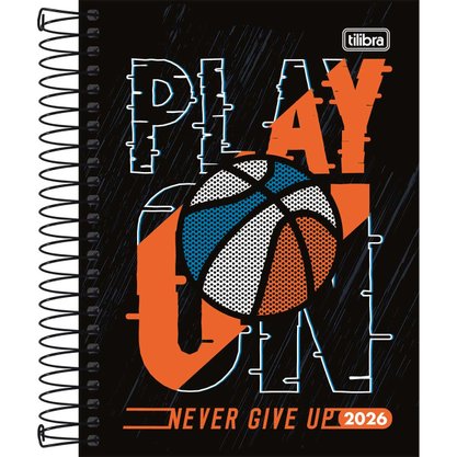Agenda D+ Masculina Espiral 2026 Preto Basquete 176 Folhas  Tilibra