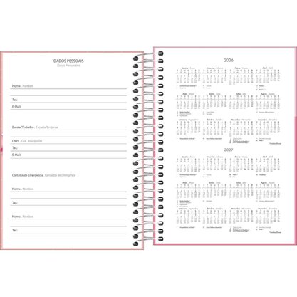 Agenda Pepper 2026 Feminina Azul Gatos Espiral  160 Folhas Tilibra