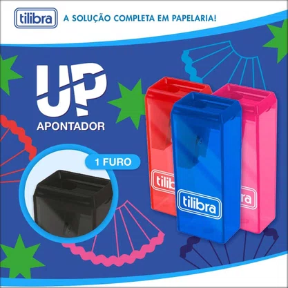Apontador com Depósito Sortido 1 Furo Up Cores Tilibra