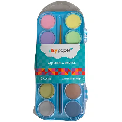 Aquarela 12 Cores Pastel Com Pincel Skypaper