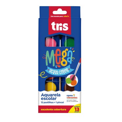 Aquarela 12 Cores + Pincel Mega Acqua Color Tris