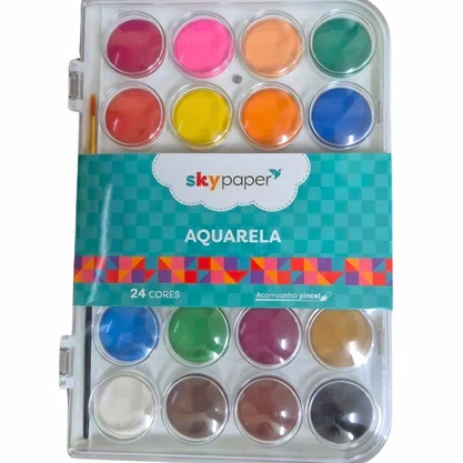 Aquarela 24 Cores Com Pincel Skypaper