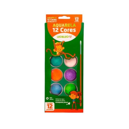 Aquarela Escolar 12 Cores Leo & Leo