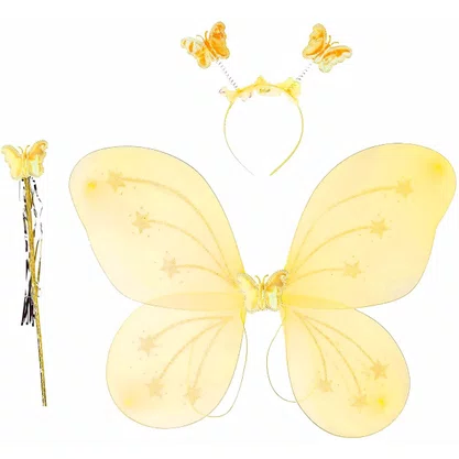 Asa Borboleta Amarela + Tiara e Varinha – Ref. 8211 GR