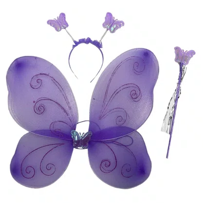 Asa Borboleta Lilás + Tiara e Varinha - Ref. 8211 GR