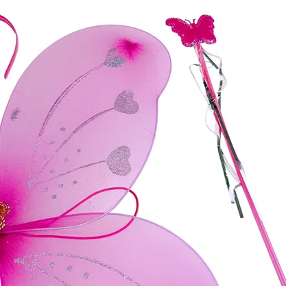 Asa Borboleta Rosa + Tiara e Varinha - Ref. 8211 GR