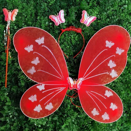 Asa Borboleta Vermelha + Tiara e Varinha – Ref. 8211 GR
