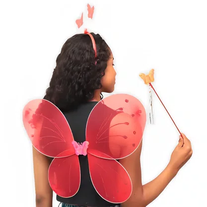 Asa Borboleta Vermelha + Tiara e Varinha – Ref. 8211 GR