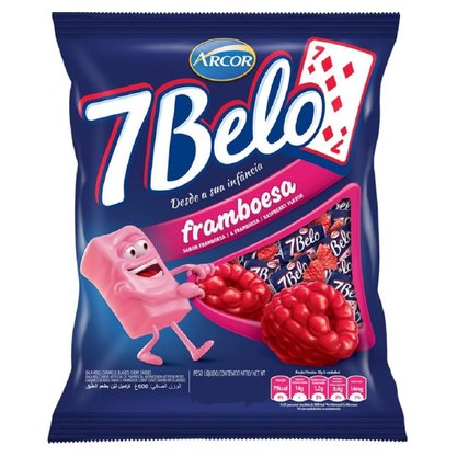 Bala 7Belo Mastigável Framboesa 500g Arcor